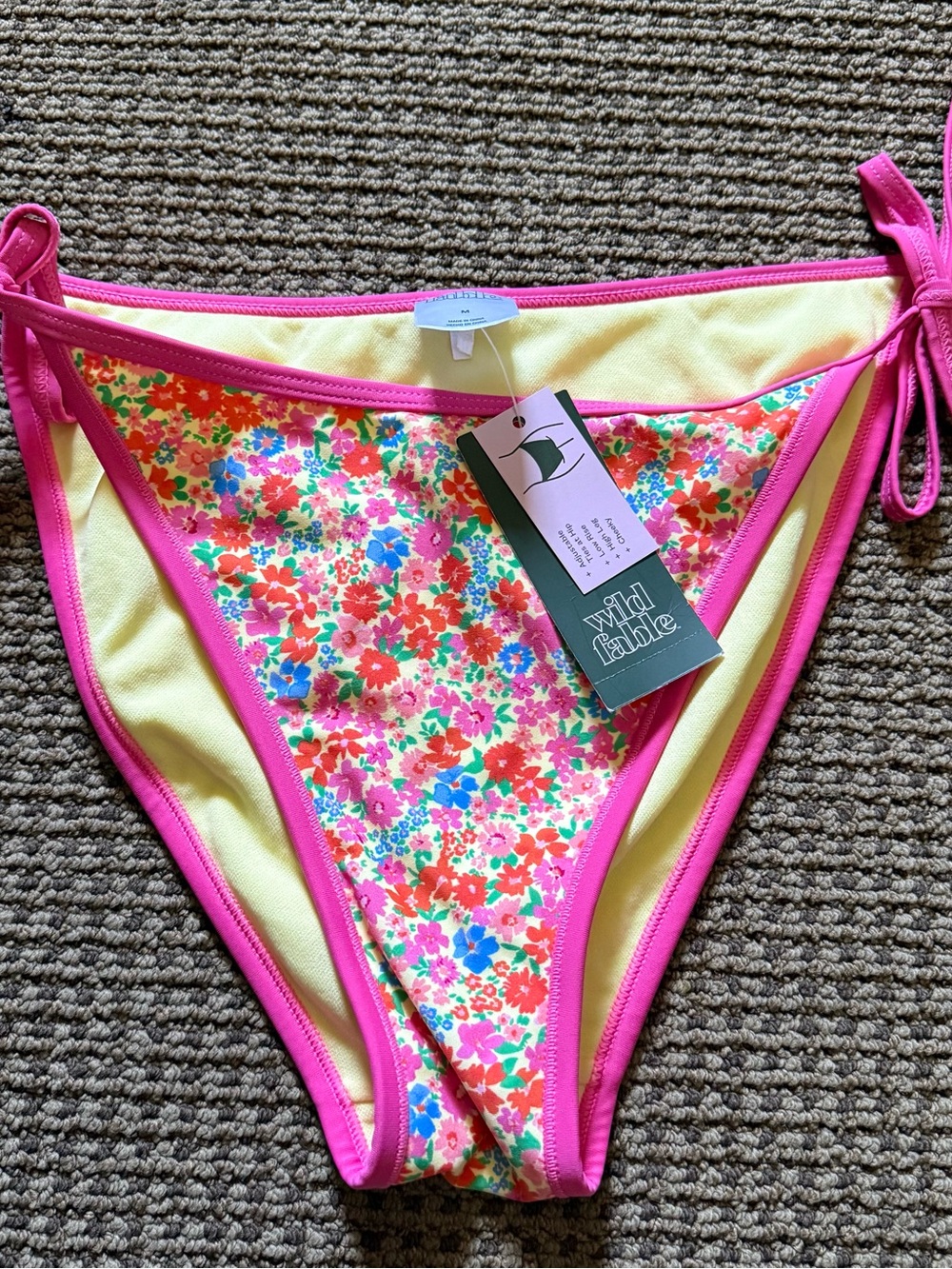 wild fable Yellow & Pink Floral Tie-Side Bikini Bottoms